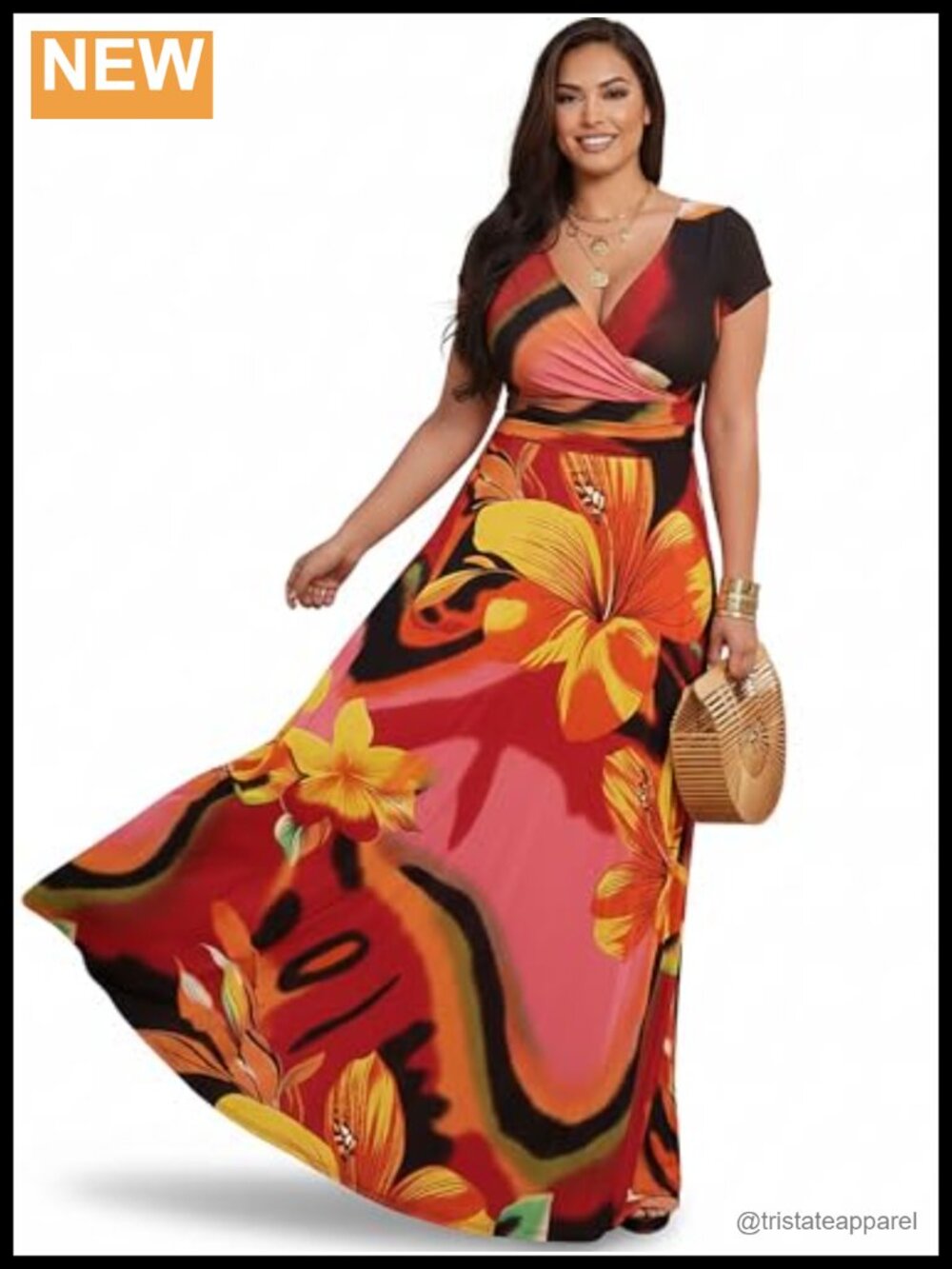 KOH KOH Womens Floral Print Cap Sleeve Flowy Modest Maxi Dress